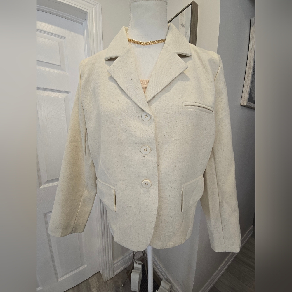 Ladies cotton-linen blazer jacket